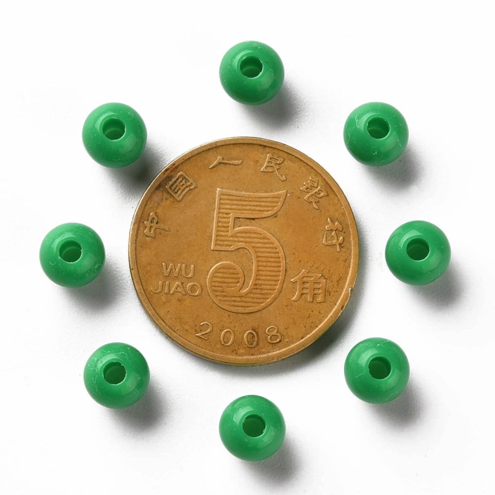 Opaque Acrylic Beads Round Green 6x5mm Hole: 1.8mm 4400pcs/500g