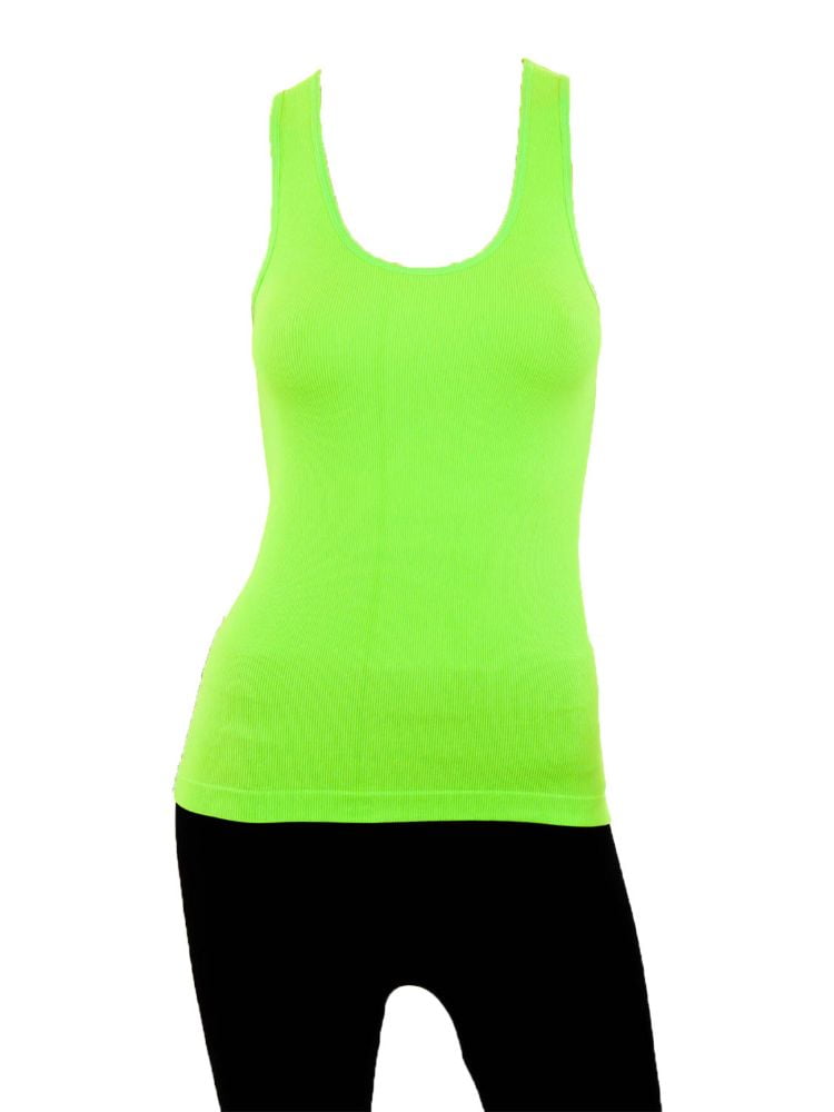 LAVRA Women's Ribbed Knit Racerback Tank TopLime Green