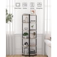 thumbnail image 4 of Corner Shelf Stand, Corner Bookshelf, Storage Standing Shelf Unit with Metal Frame, Plant Stand, Corner Bookcase for Living Room, Home Office, Bedroom, 6-Tier Greige, 4 of 17