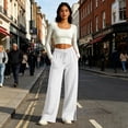 thumbnail image 6 of Guluxicc Women's Linen Pants with Pockets Elastic Waist Drawstring Wide Leg Trousers Summer Casual Outfits for Everyday Wear, 6 of 8