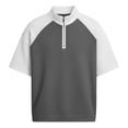 thumbnail image 6 of Men's Stand Collar T-Shirt, Sports Zipper Top Quick Dry Breathable, Short Sleeve Half Zip Athletic Fit, Moisture Wicking Stretch Fabric, Casual Gym Workout Running Golf | Zenithor,Gray XL, 6 of 6