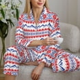 thumbnail image 6 of KLL red blue Snow Mountain Print Women's Long Sleeve Pajamas with Pants Sleepwear Loungewear 2 Set-XX-Large, 6 of 8