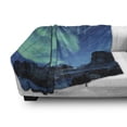 thumbnail image 3 of Norway Soft Flannel Fleece Throw Blanket, Gloomy Green and Blue Scene Borealis Atmosphere, Cozy Plush for Indoor and Outdoor Use, 50" x 70", Sea Blue Dark Seafoam, by Ambesonne, 3 of 6