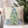 thumbnail image 3 of Christmas Blue and White Chinoiserie Throw Pillow Covers 18x18 Inch Nutcracker Sleigh Christmas Tree Bow Green Outdoor Grandmillennial Decorations Xmas Pillow Cases Set of 4 for Couch Decor, 3 of 6