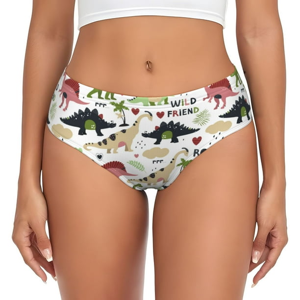 Fotbe Dinosaur Calzones Estampados para Mujer – Ropa Interior de Algodón, Cómoda, Suave y Elástica-Medium