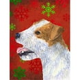 thumbnail image 1 of Carolines Treasures SS4711CHF Jack Russell Terrier Flocons de Neige Rouges Drapeau de Noël en Toile Taille Maison, 1 of 4