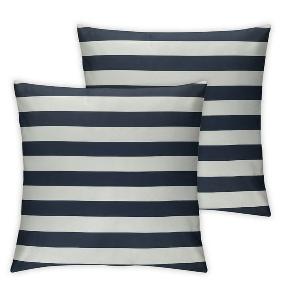 Acheng Simple Navy Blue White Stripes Outdoor Pillow Covers Set of 2,Decorative Waterproof Throw Pillow Case, Nautical Theme Stripe Soft Cozy Cushion Pillowcases 12x12in