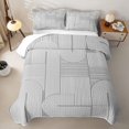 thumbnail image 2 of Castle Fairy Minimalist Stripes Twin Quilt Set 2 Pieces,Geometric Thin Line Texture Twin Coverlet Set,Light Gray White,1 Bedspread and 1 Pillowcase, 2 of 7