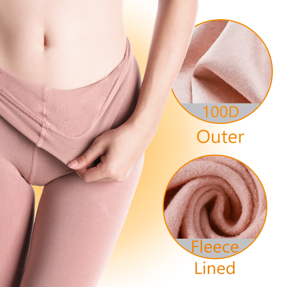 Fleece Lined Opaque Tights for Women - 2 Pairs 100D Warm Winter Pantyhose  with Control Top