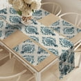 thumbnail image 2 of Ambesonne Damask Table Runner & Placemats, Nostalgic Baroque Blooms, Placemat 4 pcs + Runner 12"x72", Tan Petrol Blue, 2 of 2