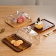 thumbnail image 6 of Rectangular Wooden Butter Plate Glass Cover Yellow Oil Plate Snack Dim Sum Cake Dessert Plate, 6 of 6