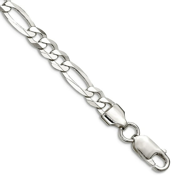 925 Sterling Silver Lobster Claw Closure 5.5mm Polished Flat Figaro Chain Bracelet 8 Inch Link Bracelet for Women and Me