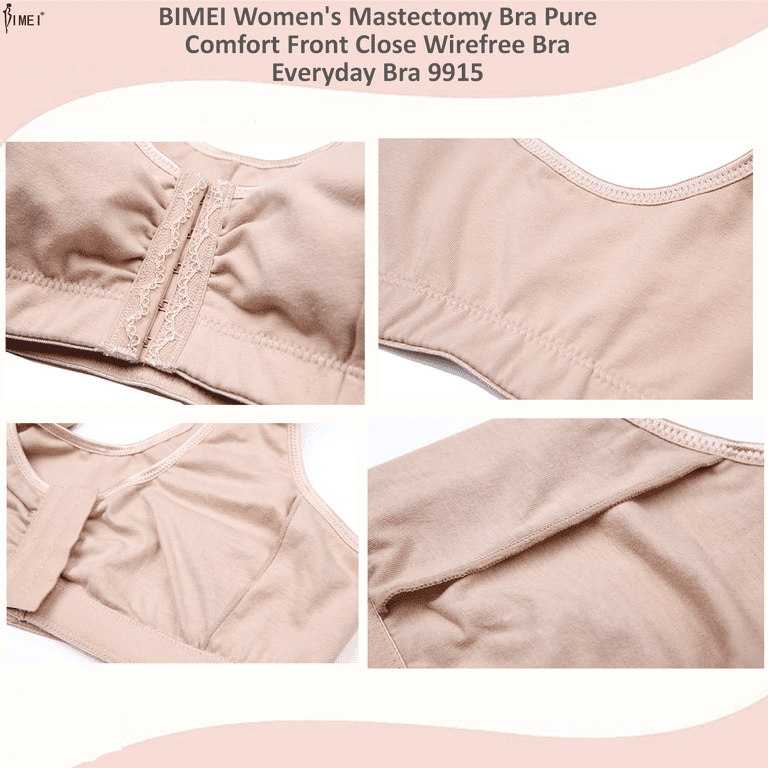 BIMEI Front-Closure Mastectomy Bra Pocket Bra for Silicone Breast forms  9915,Beige,42 for 42ABCD