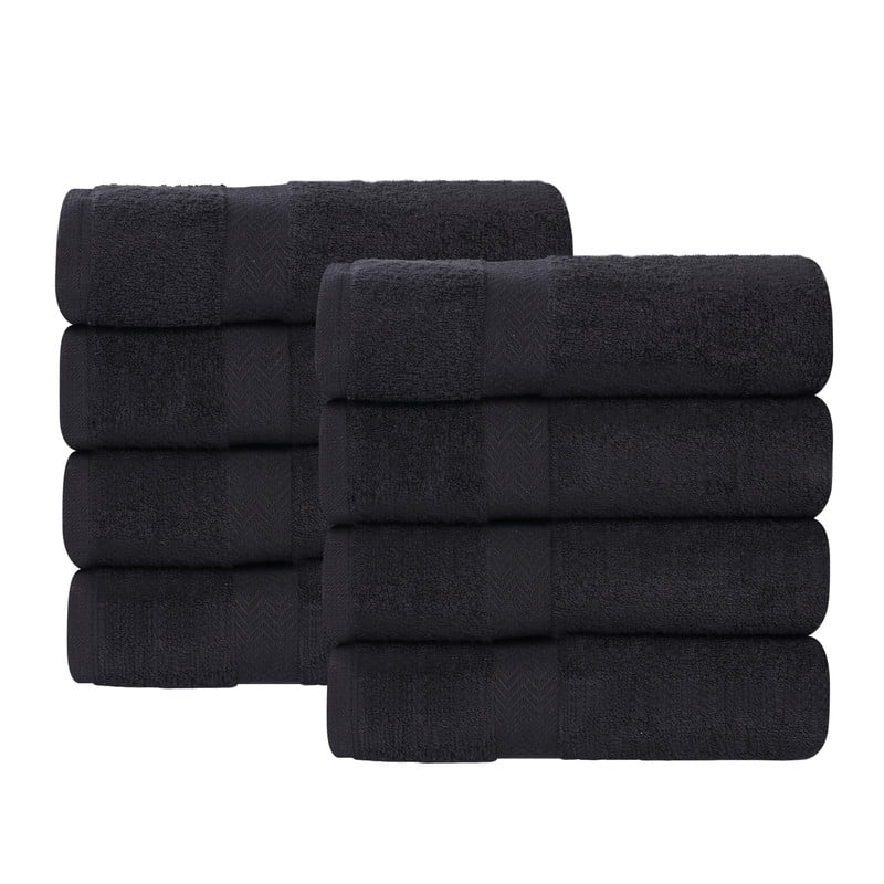 Superior Franklin 8-Piece Cotton Hand Towel Set, Super Soft Quick Dry Fade Resistant Towels, Charcoal