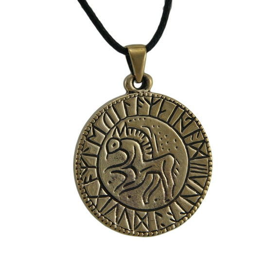 Zeckos Bronze Runic Circle Pendant Necklace