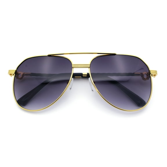 Mens Classic Luxury Mogul Tear Drop Shape Offcer Metal Rim Racer Sunglasses Gold - Smoke