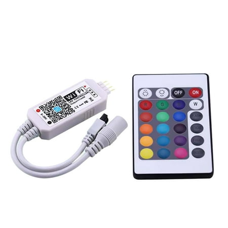 DC5-28V 144W(Max.) Mini Portable RGB WIFI Intelligent Controller with Remote Control Supported Smart Phone App Control/ Color Changing/ Brightness Adjustable Dimmable/ Camera Mode/ Music Rhythm/ (Best Electronic Music App)