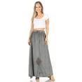 thumbnail image 5 of Sakkas Zarah Women's Boho Embroidery Gypsy Skirt with Lace Elastic Waist Pockets - Grey - Plus Size, 5 of 5