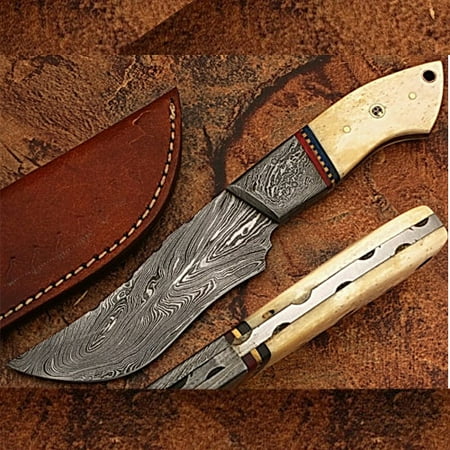Damascus Steel Custom Handmade Hunting Knife Camel Bone (Best Custom Made Hunting Knives)