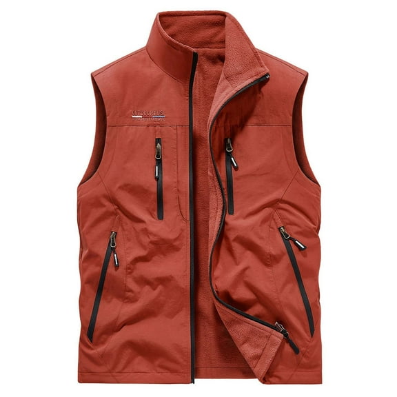 Gyujnb Jackets for Men,Men's Reversible Vest Winter Warm Thickened Loose Fit Casual Outerwear with Pockets for All Seasons Comfort,Winter Coats for Men,Size:3XL