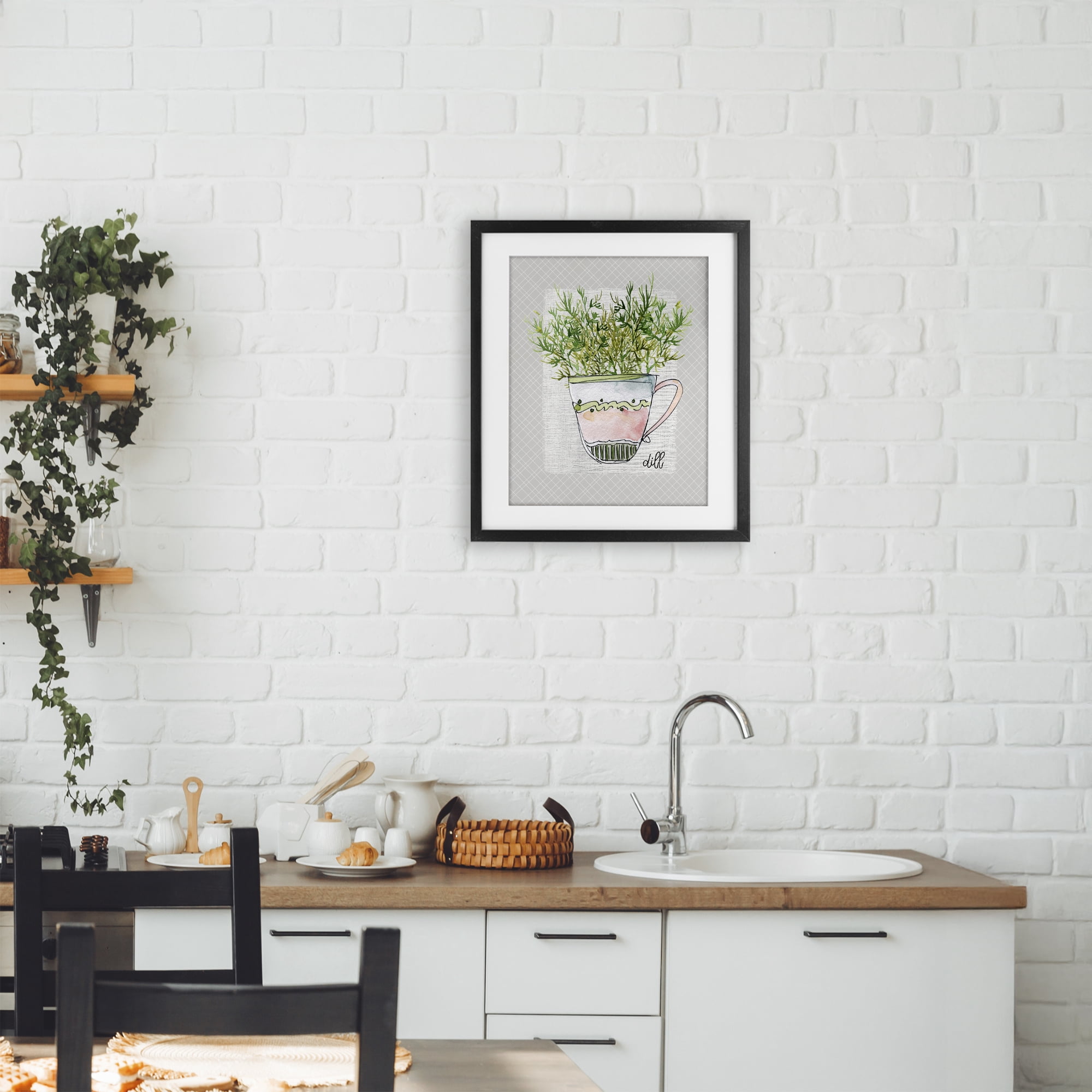 Stupell Industries Dill Herb Mug Black Framed Print Under Glass, design by Livi Finn