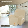thumbnail image 3 of Recliner Sofa Slipcover, Four Piece High Stretchy Reclining Chair Cover, Machine Washable Spandex Jacquard Fabric, Bottom Elastic Easy to Install, 3 of 8