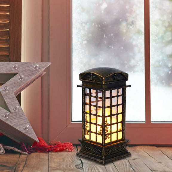 GOOHOCHY Christmas Telephone Booth Lights PVC Decorative Lamp for Festive Atmosphere Dark Brown 1pc