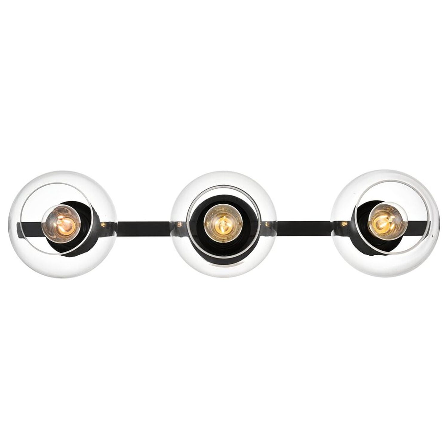 Living District Rogelio 3-Light Iron & Glass Bath Sconce in Black/Clear
