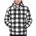 thumbnail image 2 of Bingfone Black White Plaid Men's Drawstring Hoodie Long Sleeve Pocket Sweatshirts-Large, 2 of 6