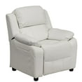 thumbnail image 1 of Deluxe Padded Contemporary White Vinyl Kids Recliner with Storage Arms, 1 of 9