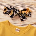 thumbnail image 5 of KIMI BEAR Toddler Girls Outfits 2T Infant Girl Fall Winter Outfits 3T Infant Girl Classic Long Sleeve Peplum Tops + Leopards Prints Pipe Straight Pants + Headband 3PCS Set Yellow, 5 of 8