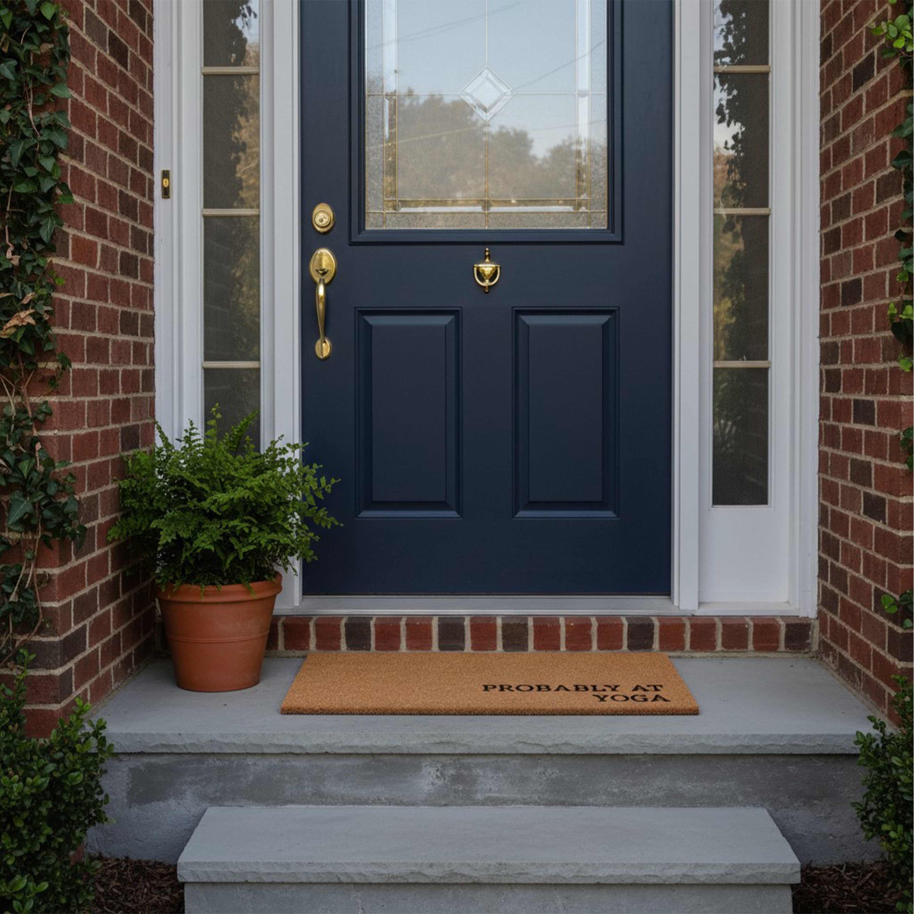 Probably at Yoga Non Slip Vinyl Backing, Front Door Mat, Entryway Door Mat, 24"x36"