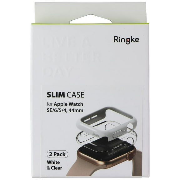 Ringke Slim Case for Apple Watch SE/6/5/4 (44mm) - White & Clear (2 Pack)