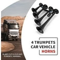 thumbnail image 2 of FARBIN 4 Trumpet Air Horn 12/24V Train Horn 178DB Truck Air Horn Super Loud Air horn with Electric Solenoid Universal for Train Truck SUV Boat Metal Black(black Parallel 4-tube 12/24V), 2 of 6