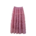 thumbnail image 2 of Blmnix Skirts for Women Trendy Ruffle Skirt Tulle Skirt Long Skirts Skirt Long Skirt Pink Pencil Skirts for Women,Free Size, 2 of 5