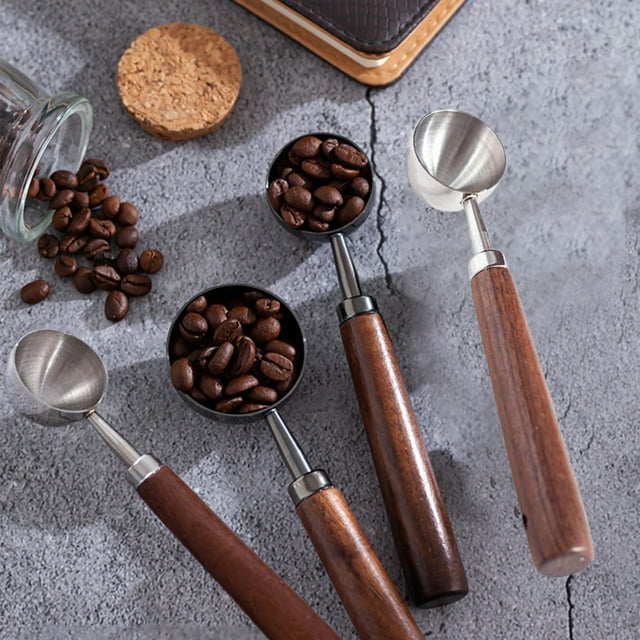 Xihbxyly Cuchara de Café de Acero Inoxidable, Mango de Madera de Nogal, Acabado Pulido Espejo, Opciones de Tamaño de 15 Ml a 30 Ml, Duradera y Fácil de Limpiar, Ideal para Café, Té y Repostería, Eleg