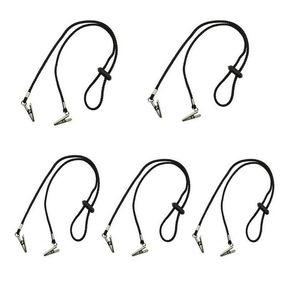 BRIGHTFUFU 5pcs Servilletas de papel Cordón Clip Comida Babero Toalla Toallas Cadena Cordón flexible Servilletero ajustable para adultos (Negro)
