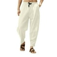 thumbnail image 2 of Linen Pants Men Big and Tall Casual Relaxed Fit Sweatpants Drawstring Plus Size Mens Summer Wide Leg Trousers Comfort, 2 of 5
