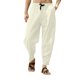 thumbnail image 1 of Pantalones largos casuales para hombre, pantalones cortos de lino de color liso con cordón ajustable, leggings largos estilo hip hop con farol, pantalones para hombre, 1 of 5