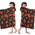 thumbnail image 4 of Red Strawberry Plants Fruit Pattern Black Pattern Hooded Bath Towel，60"x35" for Ages 3 To 12 Kids, Quick Dry Lightweight Soft Microfiber Hood Beach Towel Cover Up for Kids, 4 of 7