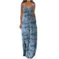 thumbnail image 2 of QLEICOM Women's Summer Casual Floral Printed Bohemian Spaghetti Strap Floral Long Maxi Dress with Pockets Boho Printed Hoop Sling Beach Long Dress Blue A M, US Size: 6, 2 of 4
