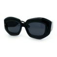 thumbnail image 5 of Womens Mod Thick Beveled Plastic Retro Glamorous Sunglasses All Black, 5 of 8
