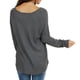 thumbnail image 4 of Camisa informal holgada para mujer para el trabajo y citas, cuello redondo, color puro, talla L Top gris de manga larga con hombros descubiertos, 4 of 6