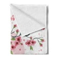 thumbnail image 2 of Japanese Soft Flannel Fleece Throw Blanket, Mythical Long Lived Phoenix Bird on Floral Sakura Branch Looking Back Artwork, Cozy Plush for Indoor and Outdoor Use, 60" x 80", Pink, by Ambesonne, 2 of 5
