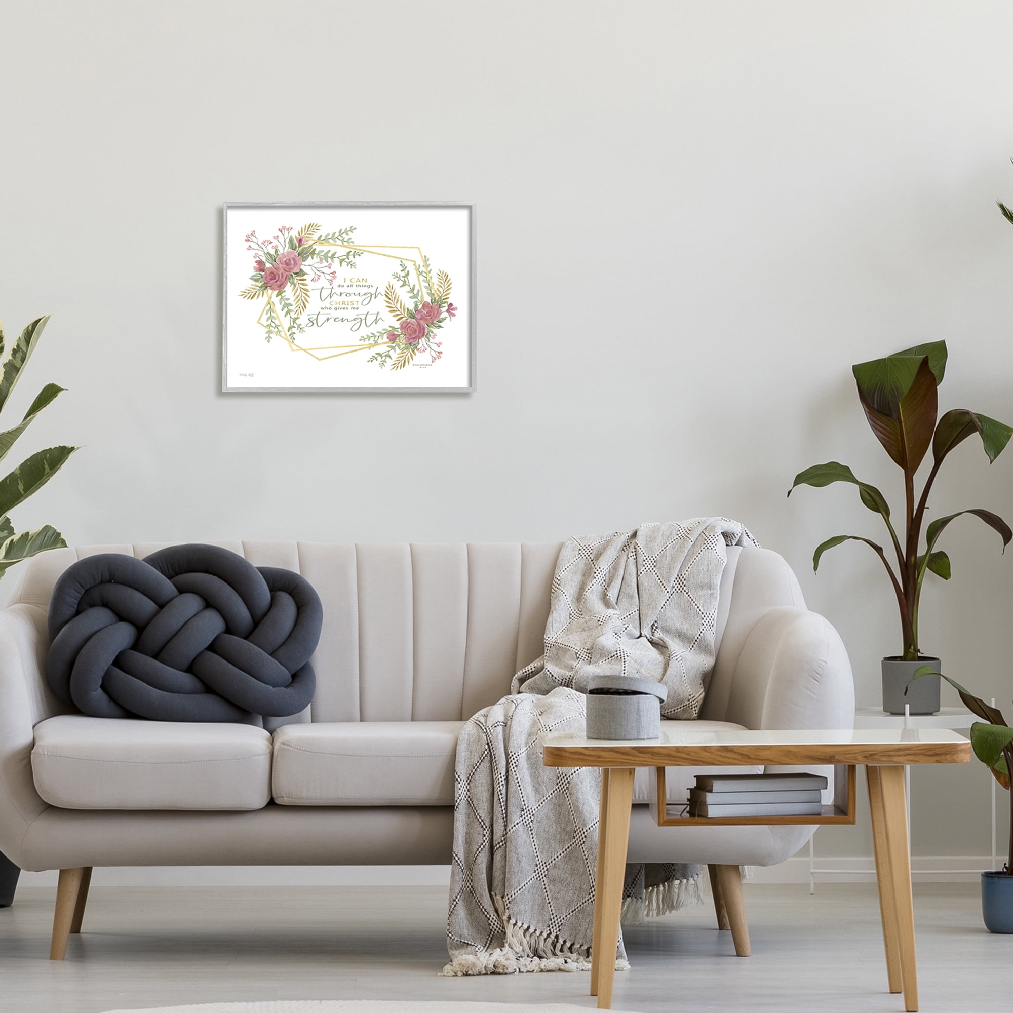 Stupell Industries Do Through Christ Give Strength Geometric Floral Shapes,20 x 16, Design by Cindy Jacobs