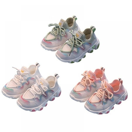 

Toddler Boys Girls Sneakers Children Shoes Casual Breathable Soft Bottom Flat With Non-slip Slip-on Patchwork Lace-up Kids Shoes