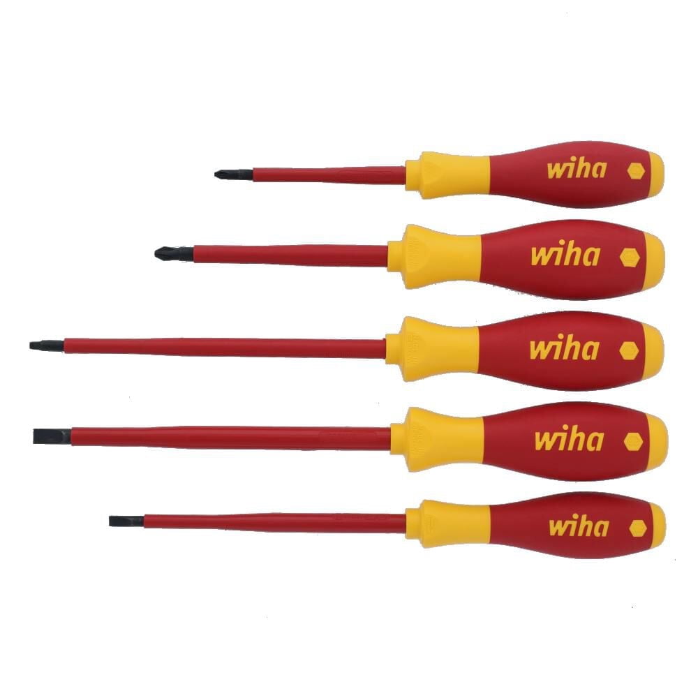 Wiha Tools 5 Piece Insulated SoftFinish Slotted/Phillips Screwdriver Set