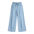thumbnail image 7 of XuJwPNcy Pants for Women Casual Wide Leg Cotton Linen Pants with Pockets Solid Color Beach Travel Drawstring Trousers(Light Blue,XX-Large), 7 of 7