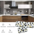 thumbnail image 3 of Abstract Geometric Gold Triangle Pattern Kitchen Rug Set 2 PCS Floor Mats Washable Non-Slip Soft Flannel Runner Rug Doormat Carpet for Floor Home Bathroom, 17" x 47"+17" x 24"-M, 3 of 5