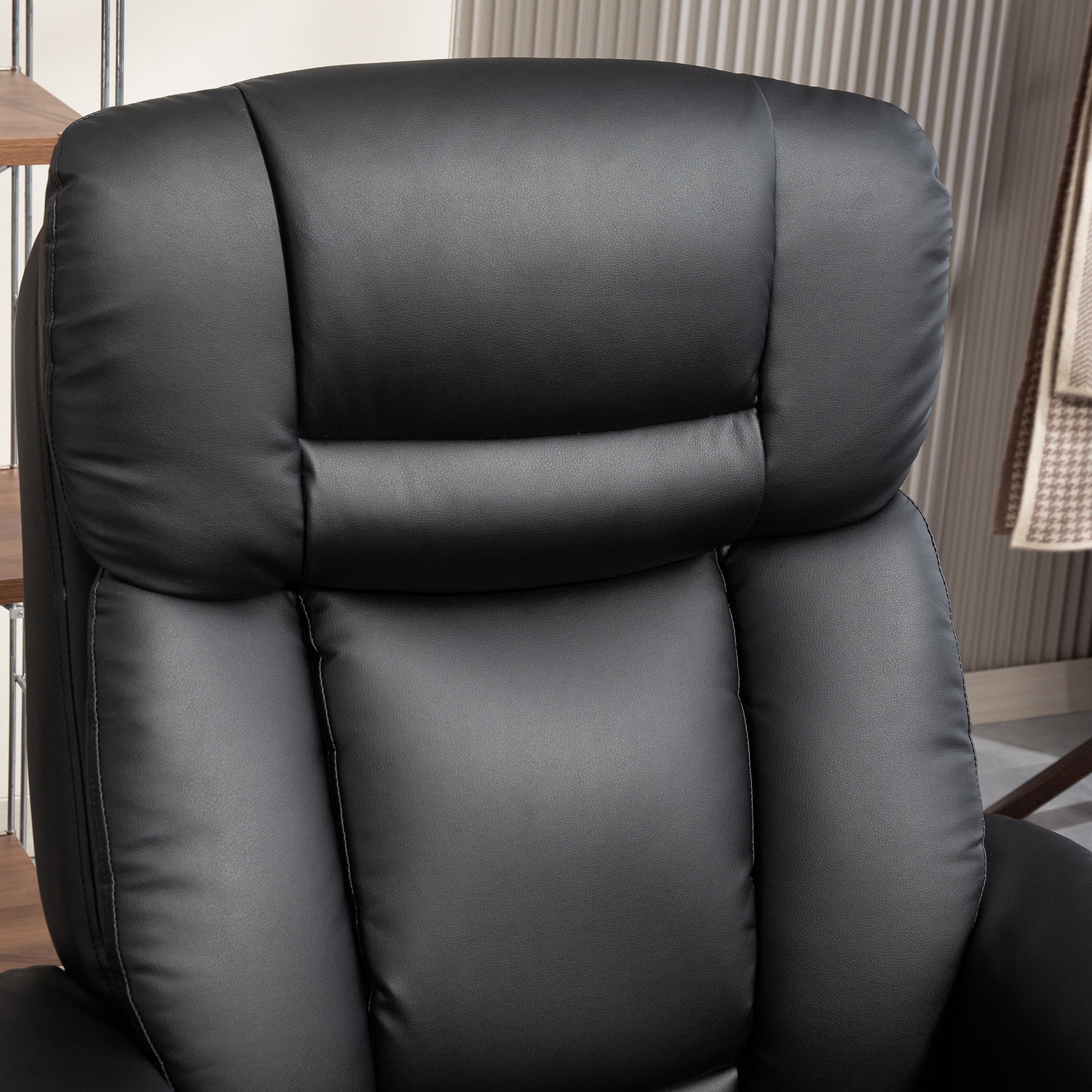 HOMCOM Swivel Recliner Chair with Ottoman, PU Leather Upholstered Reclining Chair with Footrest, for Living Room, Bedroom, Office, Black